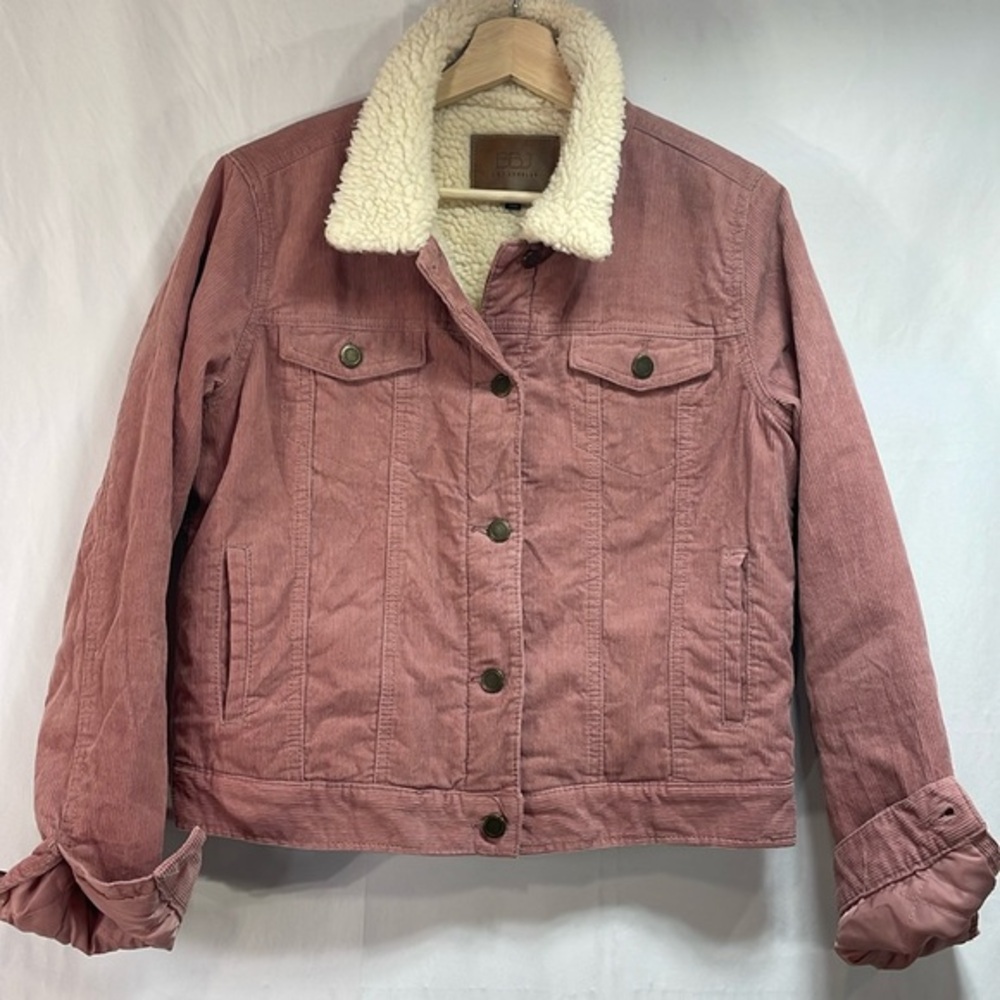 BBJ Los Angeles dusty, pink corduroy jacket with faux Sherpa lining